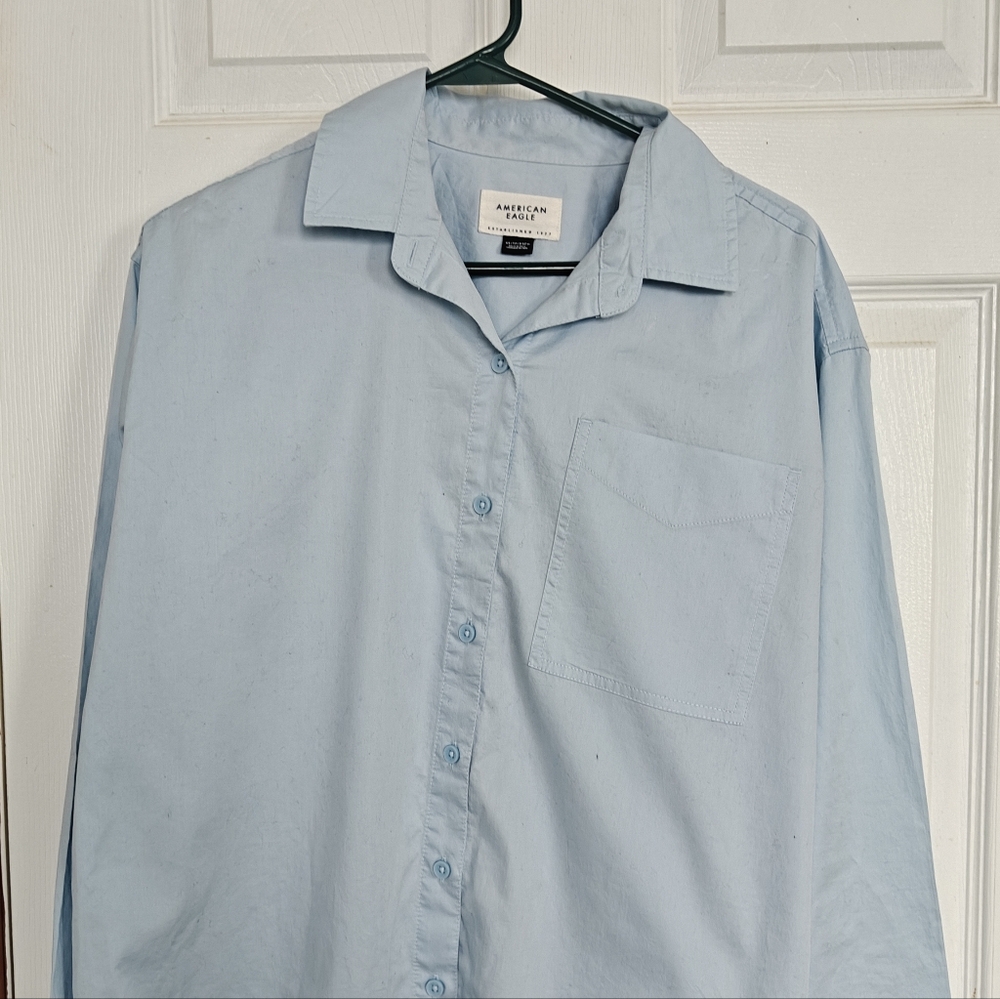 Aerie Light Blue 100% Cotton Button Down Shirt, X-small